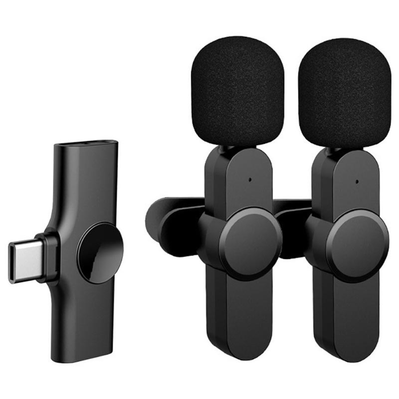 Microfono Wireless LaValier / Clip-on per Smartphone - USB-C - Nero