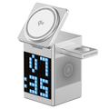 WiWU W043 caricabatterie wireless 5 in 1 con display a pixel RGB e altoparlante Bluetooth - Argento