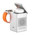 WiWU W043 caricabatterie wireless 5 in 1 con display a pixel RGB e altoparlante Bluetooth - Argento