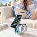 WiWU W043 caricabatterie wireless 5 in 1 con display a pixel RGB e altoparlante Bluetooth - Argento