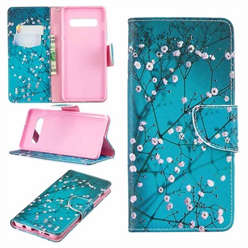 Custodia a Portafoglio Wonder Series per Samsung Galaxy S10+ -  Motivo Fiori Bianchi