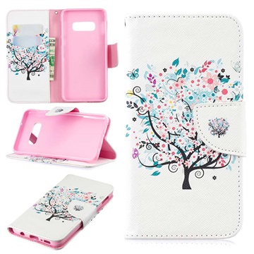 Custodia a portafoglio Wonder Series per Samsung Galaxy S10e - Fiori Bianchi