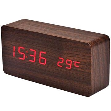 Orologio Sveglia a LED - Motivo Legno