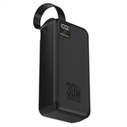 Power bank Wozinsky W8 30W da 30000mAh con tripla porta - Nero