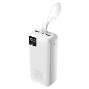 Power bank Wozinsky W8 da 30W e 30000mAh con tre porte - Bianco