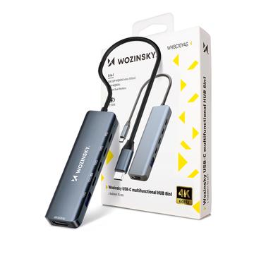 Wozinsky WHBC10Y4S Hub USB-C multifunzione 6-in-1 - Grigio