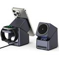 Supporto di ricarica wireless MagSafe 3 in 1 X11 Qi2 da 15W con orologio LED - Nero
