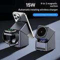 Supporto di ricarica wireless MagSafe 3 in 1 X11 Qi2 da 15W con orologio LED - Nero