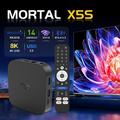 X5S MORTAL TV Box con Android 14 - 8K, telecomando vocale compatibile con Bluetooth - Nero