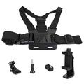 Supporto da petto per action camera XD-27 con supporto per telefono - Nero
