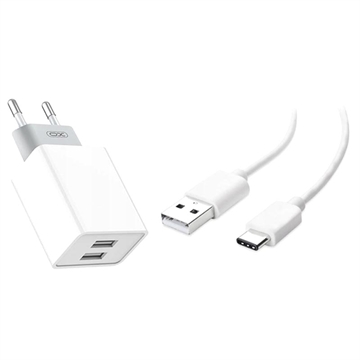 Caricabatterie Rapido a Doppia Porta USB XO L65 con Cavo di Tipo-C - Bianco