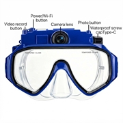 Maschera da immersione XT191 con fotocamera da 4 MP, WiFi - Blu