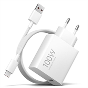Caricabatterie da viaggio Xiaomi GaN da 100W con cavo USB-C MDY-19-ER - Bianco