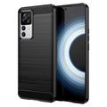 Custodia in TPU spazzolato per Xiaomi 12T/12T Pro - Fibra di carbonio - Nera