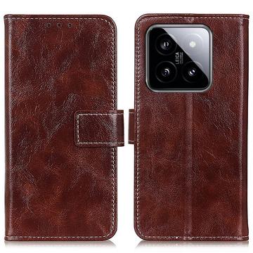 Custodia a Portafoglio con Chiusura Magnetica per Xiaomi 14 - Marrone