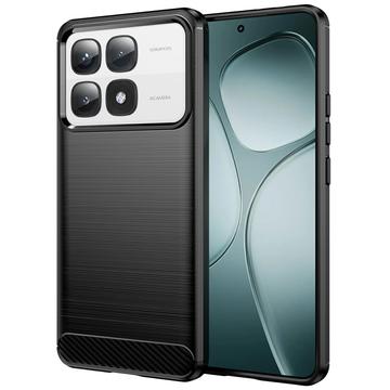 Custodia in TPU spazzolato per Xiaomi 14T Pro - Fibra di Carbonio - Nera