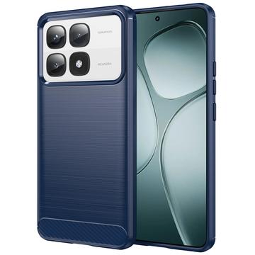 Custodia in TPU Spazzolato per Xiaomi 14T Pro - Fibra di Carbonio - Blu