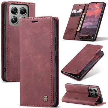 Custodia a Portafoglio Caseme 013 Serie per Xiaomi 14T Pro - Rosso vino
