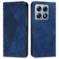 Custodia a portafoglio con motivo a rombi e chiusura magnetica per Xiaomi 14T - Blu
