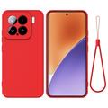 Custodia in silicone liquido con cinghia a mano per Xiaomi 15 - Rossa
