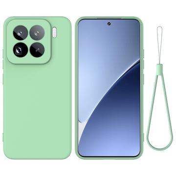 Custodia in silicone liquido con cinghia a mano per Xiaomi 15 Pro - Verde