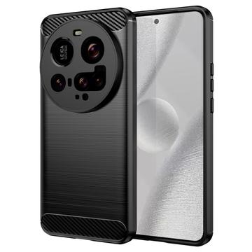Custodia in TPU spazzolato per Xiaomi 15 Ultra - Fibra di Carbonio - Nera
