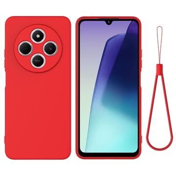 Custodia in silicone liquido con cinghia a mano per Xiaomi 15 Ultra - Rossa