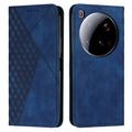 Custodia a portafoglio con motivo a rombi e chiusura magnetica per Xiaomi 15 Ultra - Blu