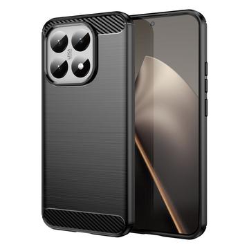 Custodia in TPU spazzolato per Xiaomi 15T - Fibra di Carbonio - Nera