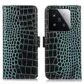 Custodia in Pelle a Portafoglio Serie Crocodile con RFID per Xiaomi 15T