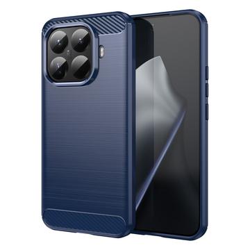 Custodia in TPU spazzolato per Xiaomi 15T Pro - Fibra di Carbonio - Blu