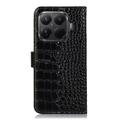 Custodia in Pelle a Portafoglio Serie Crocodile con RFID per Xiaomi 15T Pro - Nera