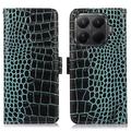 Custodia in Pelle a Portafoglio Serie Crocodile con RFID per Xiaomi 15T Pro