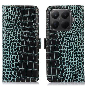 Custodia in Pelle a Portafoglio Serie Crocodile con RFID per Xiaomi 15T Pro