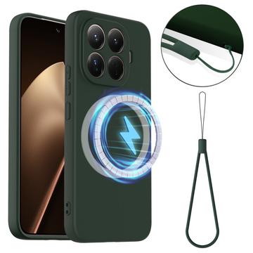 Custodia in silicone liquido per Xiaomi 15T Pro - compatibile con MagSafe - Verde Scuro