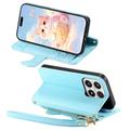 Custodia a portafoglio Xiaomi 17 con gattino, porta carte, tasca con cerniera e cinturino da polso