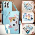 Custodia a portafoglio Xiaomi 17 con gattino, porta carte, tasca con cerniera e cinturino da polso
