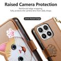 Custodia a portafoglio Xiaomi 17 con motivo gattini, porta carte, tasca con cerniera e cinturino da polso - Marrone