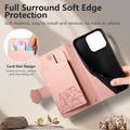 Custodia a portafoglio Xiaomi 17 con gattino, porta carte, tasca con cerniera e cinturino da polso - Rosa