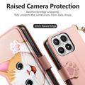 Custodia a portafoglio Xiaomi 17 con gattino, porta carte, tasca con cerniera e cinturino da polso - Rosa