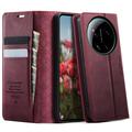 Custodia a portafoglio in pelle di vitello con blocco RFID Xiaomi 17 Ultra Caseme 033 - Rossa