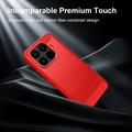 Custodia in TPU spazzolato per Xiaomi 17T - Fibra di Carbonio - Rossa