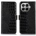 Custodia in Pelle a Portafoglio Serie Crocodile con RFID per Xiaomi 17T