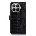 Custodia in Pelle a Portafoglio Serie Crocodile con RFID per Xiaomi 17T