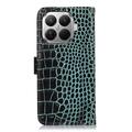 Custodia in Pelle a Portafoglio Serie Crocodile con RFID per Xiaomi 17T - Verde
