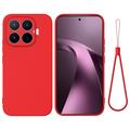 Custodia in silicone liquido con cinghia a mano per Xiaomi 17T - Rossa
