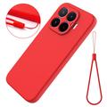 Custodia in silicone liquido con cinghia a mano per Xiaomi 17T - Rossa