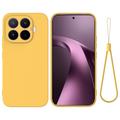 Custodia in silicone liquido con cinghia a mano per Xiaomi 17T - Gialla