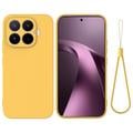 Custodia in silicone liquido con cinghia a mano per Xiaomi 17T - Gialla