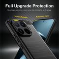 Custodia in TPU spazzolato per Xiaomi 17T Pro - Fibra di Carbonio - Nera